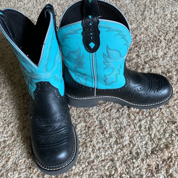 EUC Justin Gypsy black/turquoise boots. Size 7. - Picture 2 of 8